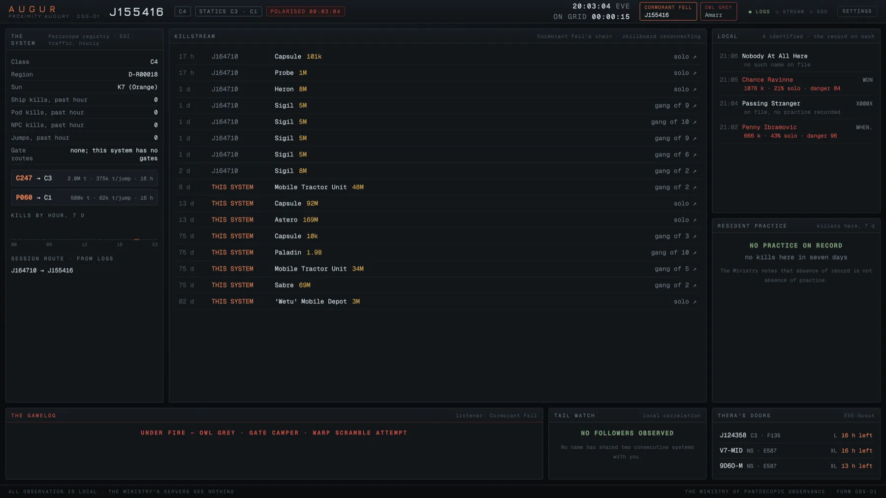 AUGUR standing watch. The systems shown are a demonstration; the Ministry does not publish its own position.